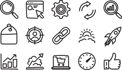 Hand Drawn Minimal Line Icons for Business, Analytics and UI Design