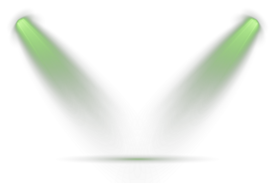 Stage spotlights emit strong white directional light beams. Scene. Overlay effects simulate professional studio illumination. Floodlight beam, illuminated spotlights. Projection studio lights beam. - Powered by Adobe