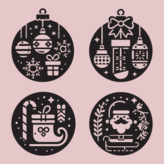 set of christmas balls icon design vector collections black white style modern simple element isolated