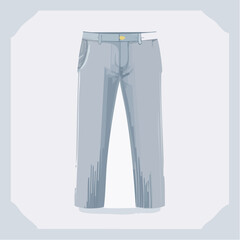Stylish light-blue trousers on display for fashion advertisement in a modern flat style illustration
