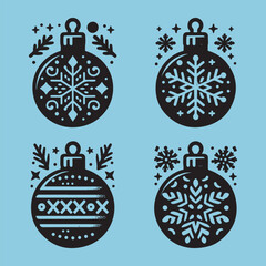 set of christmas balls icon design vector collections black white style modern simple element isolated