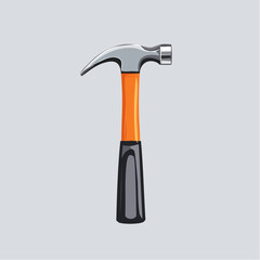 Illustration of a modern hammer tool with vibrant orange and black handle design