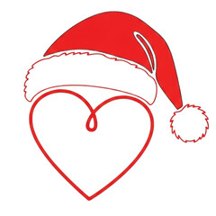 Festive heart wearing a Santa hat for Christmas cheer, a season of love and joy, spreading holiday spirit and warmth through a simple, elegant design