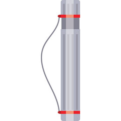 A Gray Cylindrical Object with Red Bands and a String Against a Transparent Background