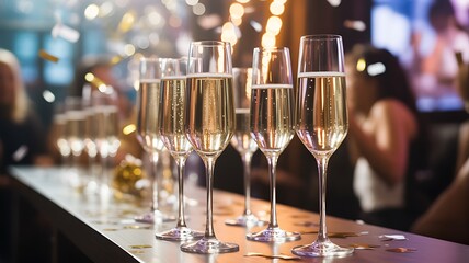 champagne glasses on a table