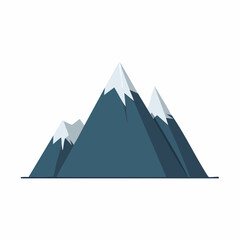 Minimalist mountainscape illustration showcasing stark blue peaks topped with pristine snow caps