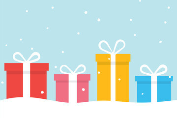 christmas holiday presents in the snow, perfect for seasonal cards, banners, and holiday designs- vector illustration
