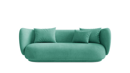 Upholstered curved sofa on an isolated background. Furniture for collages, graphics designs, and presentations.
