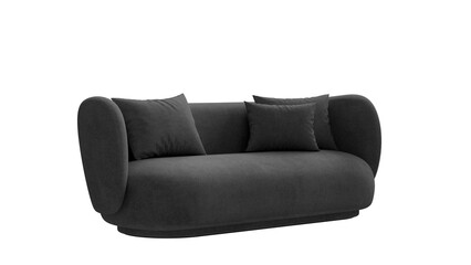 Isolated modern upholstered couch on transparent background. 
