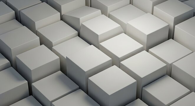 Modern abstract background of elegant 3D white cubes creating a dynamic pattern for architecture, design, and technology presentations and creative projects - Powered by Adobe