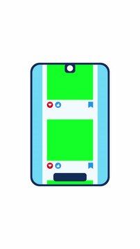 Scrolling Content Animation With Green Screen. Vertical Animation