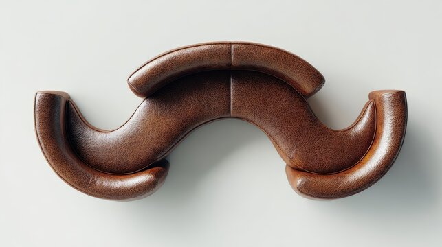 Brown leather modular sofa in an s shaped curved design, offering flexible seating and minimalist contemporary elegance for modern interiors and stylish living spaces - Powered by Adobe