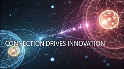 Abstract visualization of quantum entanglement and interconnected particles driving innovation
