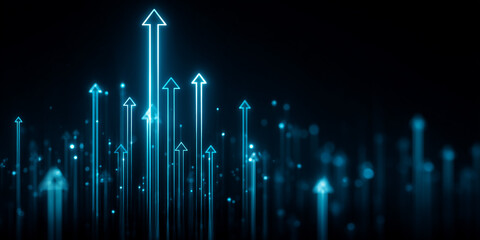 Blue Glowing Upward Arrows Tech Background