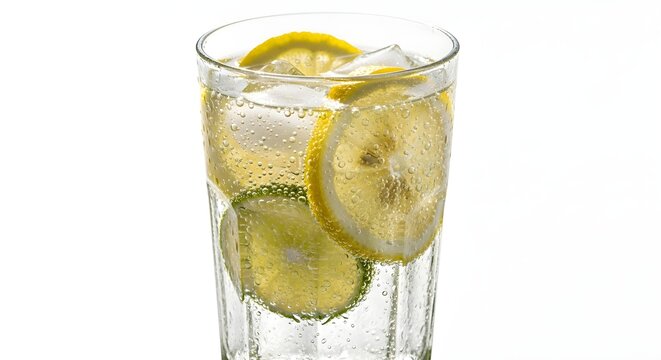 Refreshing Sparkling Water with Lemon and Lime Slices – Clean Minimal Beverage Shot