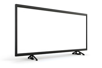 Naklejka premium Modern electronic display device rests on supporting feet against a white background