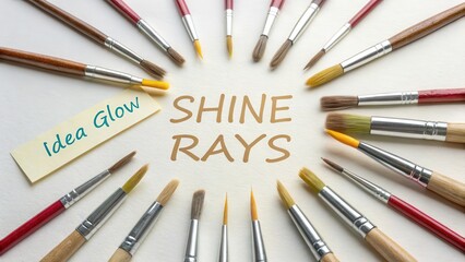 An artistic array of paintbrushes arranged in a circular pattern on a light surface, suggesting creative inspiration and artistic tools.