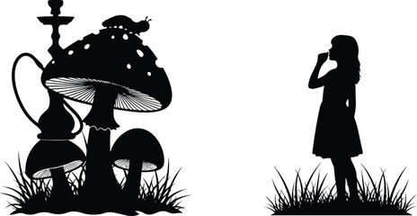 Alice Silhouettes, Magic Mushrooms, and Caterpillars from Wonderland