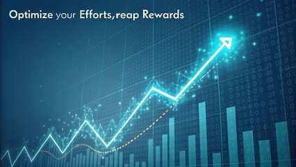Digital Financial Growth Chart Showing Upward Trend with Glowing Ascending Arrow and Data Points