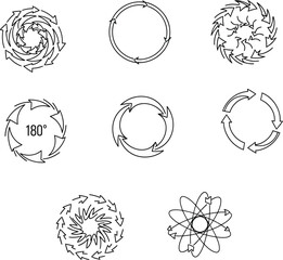 Various circular arrow icons: recycle, refresh, rotation, process, cycle, flow