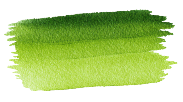 Green watercolor brush stroke creating an abstract splash texture with a gradient effect, isolated on a transparent background, depicting art, creativity, and organic design, png