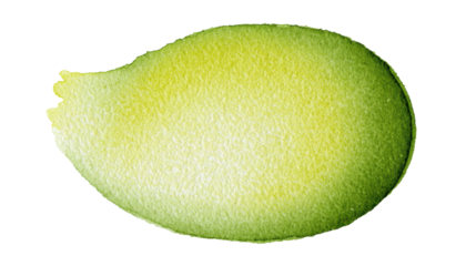 Watercolor paint stroke blending green and yellow shades, creating an artistic abstract splash texture, isolated on a transparent background for spring and nature designs, png