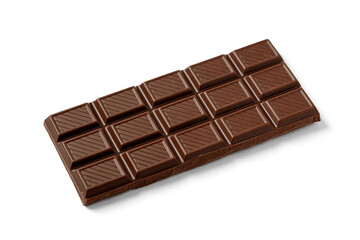 Milk chocolate bar with breaking segments on white background