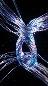 Extreme close-up slow motion shot of shimmering microscopic filaments interacting and twisting within an unseen quantum fluid medium movement, abstract, abstractbackground