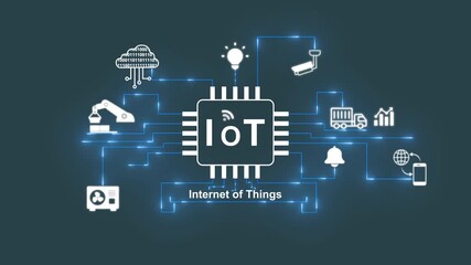 Internet of Things network connecting smart devices cloud computing automation industry security surveillance smart home technology data analytics global connectivity digital transformation - Powered by Adobe