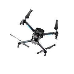 High Tech Drone in Flight with Advanced Camera System for Aerial Photography and Videography in Black Background Promotes Innovation and Technology