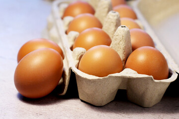 Brown chicken eggs, natural healthy protein.