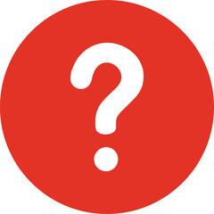 A White Question Mark Symbol Inside a Red Circle Against a Transparent Background Representing Confusion Doubt or Inquiry