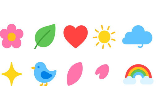 Nature and weather icon set. Vibrant, glowing icons for apps and websites