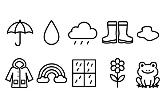 Weather, nature outline icon set. Forecast, rain, cloud, nature collection.