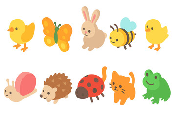 Fototapeta premium Animal icon set in 3d style. Cute animal, wildlife, cartoon icons 3d collection
