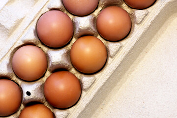 Brown chicken eggs, natural healthy protein.