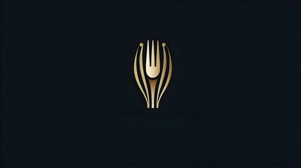 Luxury restaurant logo with golden food symbol. Concept: Premium restaurant branding, luxury dining identity, minimalist food emblem, elegant modern design, white and gold upscale aesthetic.