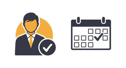 Professional appointment scheduling concept with business icon and calendar checkmark