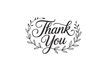 Elegant Thank You Typography – Black & White Decorative Lettering