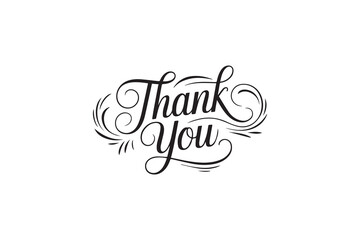 Elegant Thank You Typography – Black & White Decorative Lettering