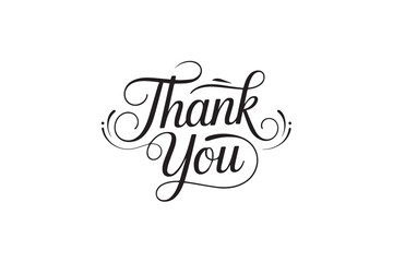 Elegant Thank You Typography – Black & White Decorative Lettering