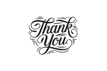 Elegant Thank You Typography – Black & White Decorative Lettering