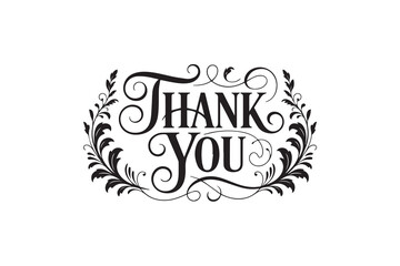 Elegant Thank You Typography – Black & White Decorative Lettering