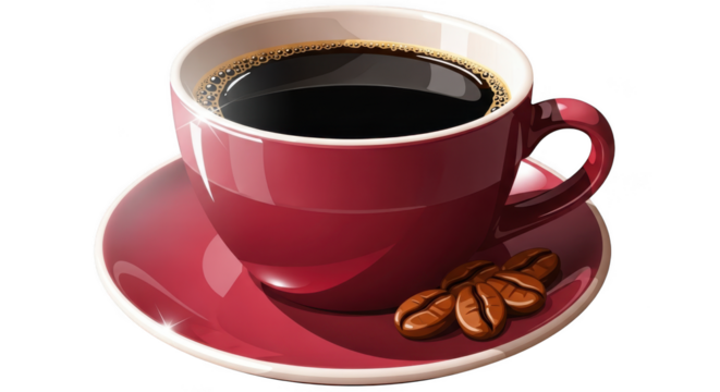 Cup of black coffee isolated on transparent background