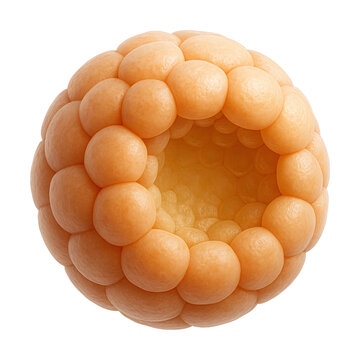 Embryo transitioning from morula to blastula with initial cavity formation.