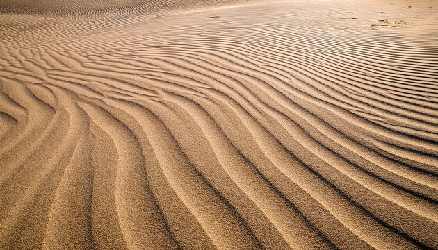 close up of a light beige sandy beach with wavy patterns textural detail of the sand natural outdoor shot of a sandy beach