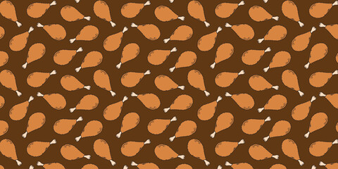 Seamless Pattern of Tasty Chicken Legs for Thanksgiving & Festive Celebrations, Ideal for Textiles