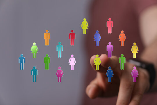 Abstract image showing concept of digital network, diverse people in community. Concepts of connection, online, social media, worldwide, teamwor