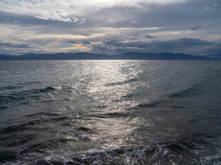Clouds and stormy weather at Loutra Edipsou Spa resort on Evia Island in Greece