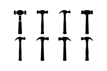 Hammer Silhouette Vector Icon Set
